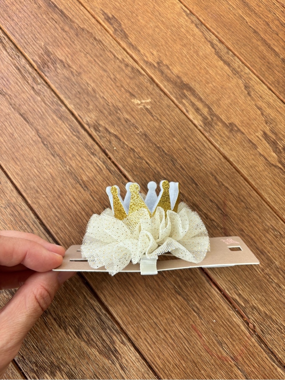 Gold and White Crown Hair Clip for Girls NWT